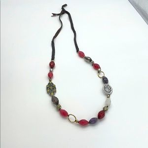 Necklace W/ Semi Precious Beads & 2 Pendants